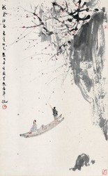 傅抱石 1962年作 西风吹下红雨来 立轴