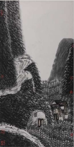 陈平 1989年作 七月的山乡 镜心136×68cm