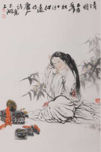 冯远 1995年作 清明 镜心68×45cm