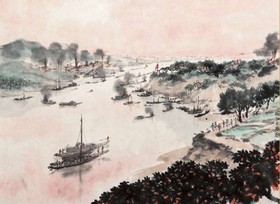 傅抱石 芙蓉国里尽朝晖 镜心