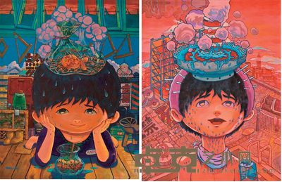 马君辅 蒸汽男孩 (两幅) 116×90cm×2