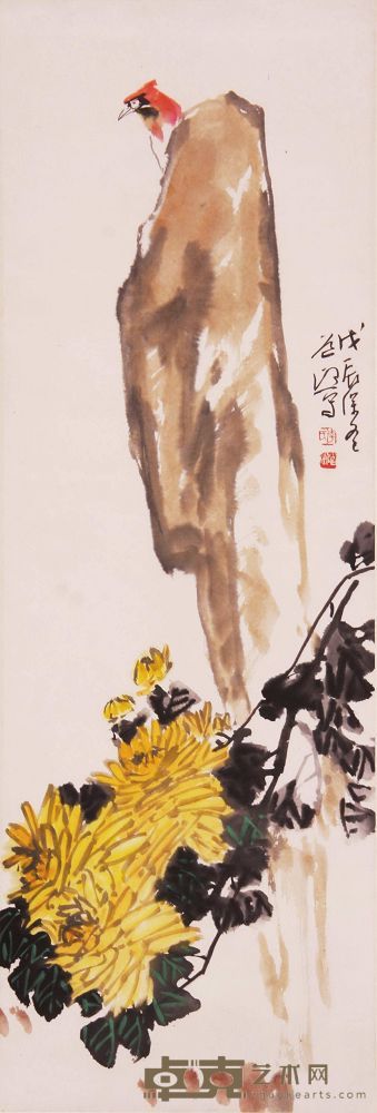 《花鸟》立轴 107×36cm
