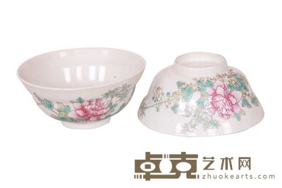 粉彩花卉纹折腰碗 径：13cm