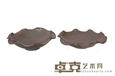 青釉花碗一对 径:20cm