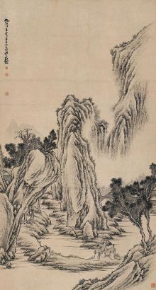 闵贞 乾隆壬寅（1782年）作 溪山探幽 立轴