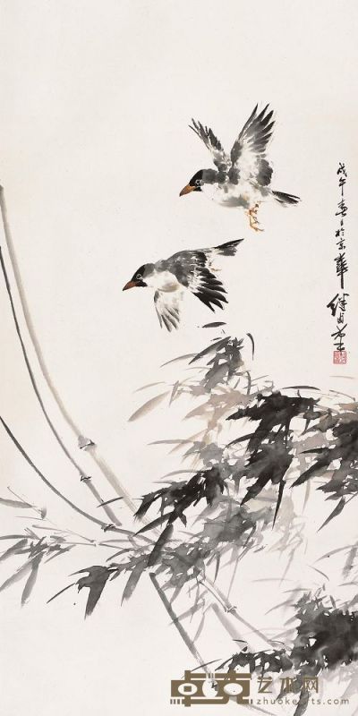 刘继卣 1978年作 竹鸟 立轴 137×68cm