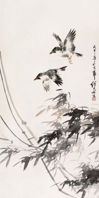 刘继卣 1978年作 竹鸟 立轴