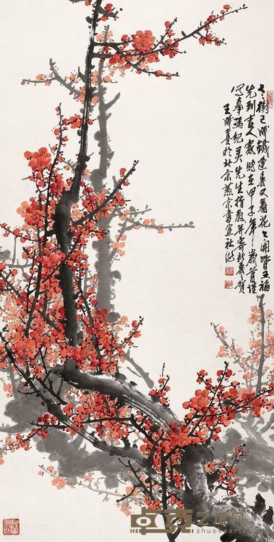 王成喜 1984年作 老树逢春 立轴 132.5×67cm