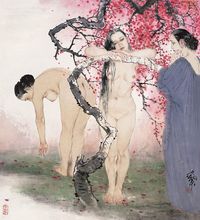 何家英 三美图 镜心