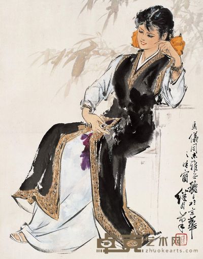 刘继卣 人物 镜心 58×46cm