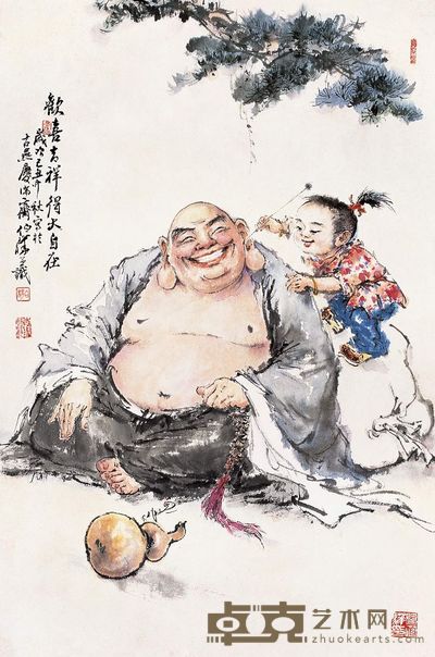 白伯骅 2009年作 欢喜吉祥得大自在 镜心 67×46cm