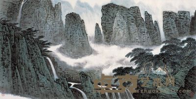 魏紫熙 1997年作 云山松风 镜心 68×136cm