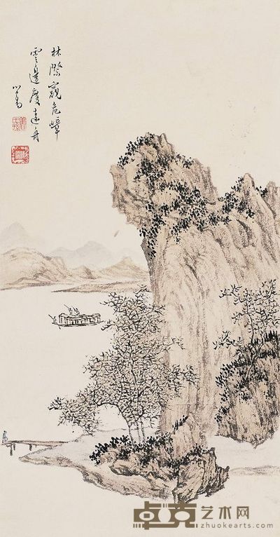 溥儒 渔乐图 镜心 54×28.5cm