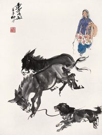 黄胄 1972年作 赶驴图 立轴