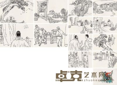 唐勇力 《一枝梅传奇》连环画原稿 （一百四十二开选十三） 12.5×18.5cm×142