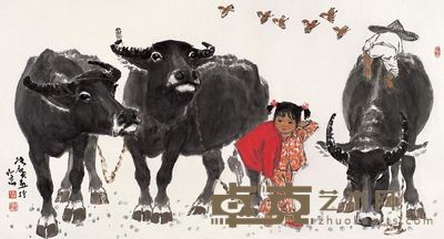 张广 牧牛图 镜心 96×180cm