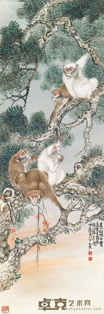 朱文侯 封侯图 立轴 104×36cm