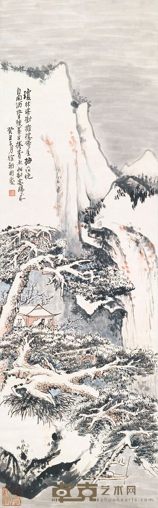 徐国庆 1973年作 寒江赏雪图 立轴 111×35cm