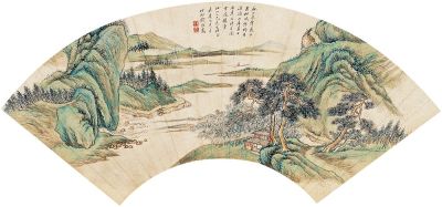 钱维乔 乙丑（1805）年作 松荫闲读 扇片