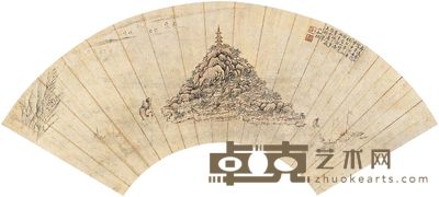 邹一桂 舟过金山 扇片 17×53cm