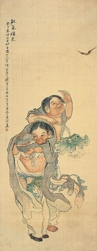 钱慧安 癸巳（1893）年作 龢气福来 镜心