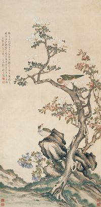 邹一桂 己酉（1729）年作 玉兰鸣禽 立轴