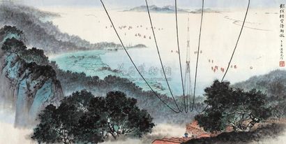 黄纯尧 1973年作 银线横空谱新歌 镜心