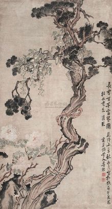 李鱓 1756年作 长年百子富贵 立轴