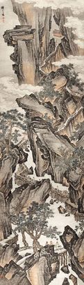 谢时臣 关山行旅图 立轴
