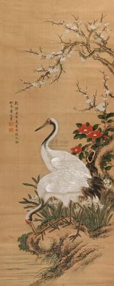 沈铨 1750年作 妻梅子鹤 镜心