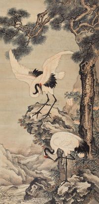 沈铨 松鹤延年 立轴