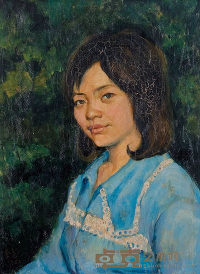 蓝衣女子 49.5×37cm
