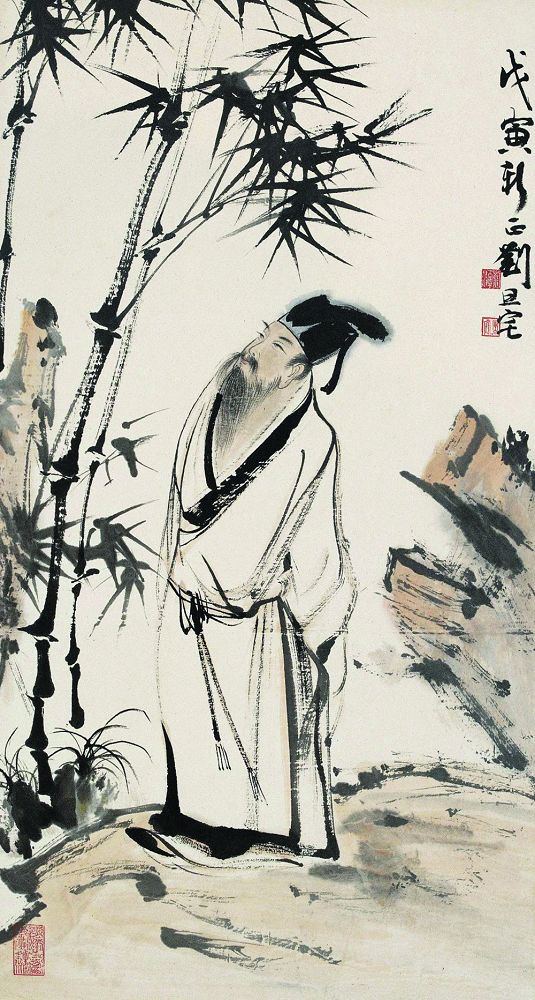 竹林高士79×33cm