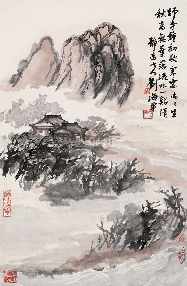 刘海粟 野寺钟初歇 立轴66×43cm