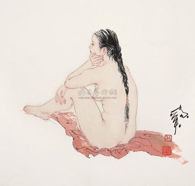 何家英 出浴图 镜片