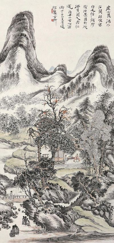 秦古柳 仙居图 镜片