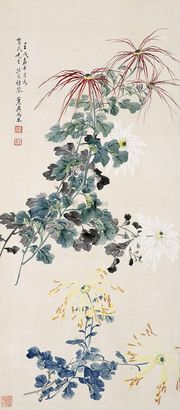 吴树本 菊花图 立轴