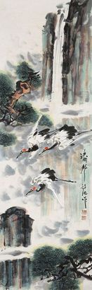 沈锡纯 涛声 立轴