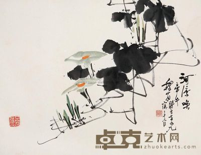 黄稷堂 牵牛花 镜片 34×45cm