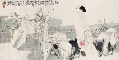 王西京 戊寅（1998年）作 纨扇仕女 镜心