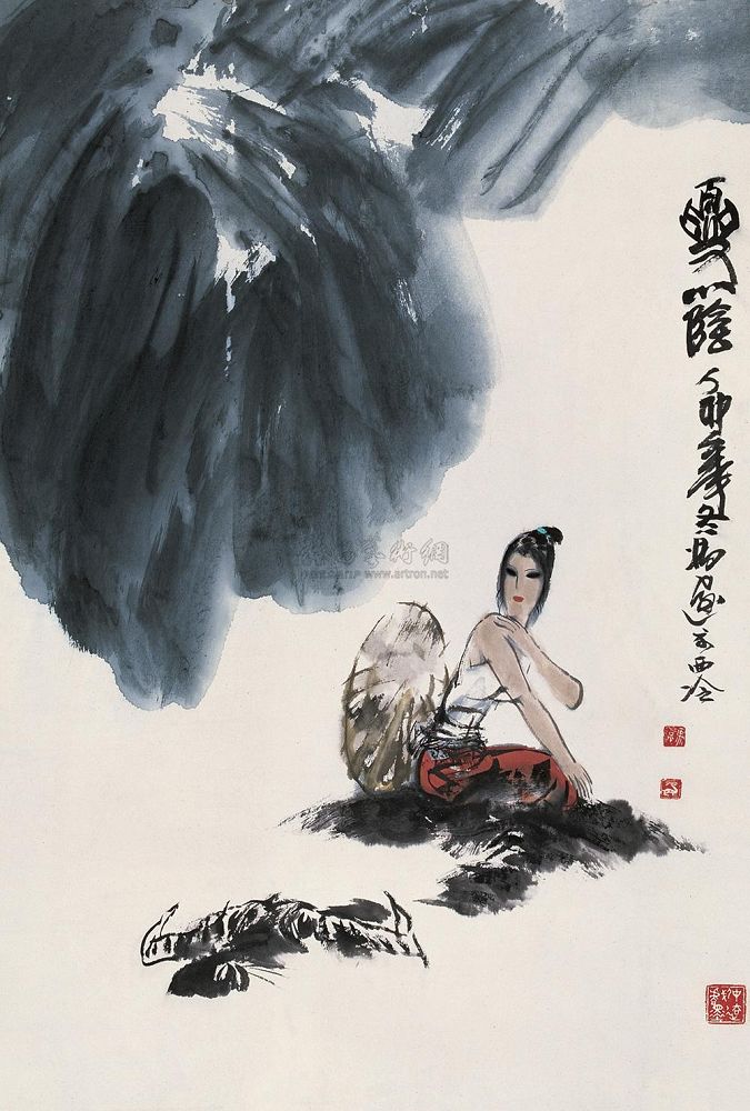 冯远 丁卯（1987年）作 夏荫 立轴68×45cm