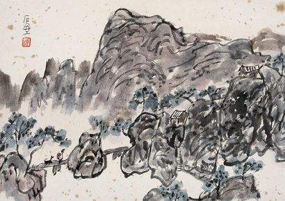 陈子庄 山居图 镜心