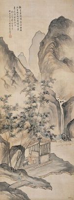 顾澐 辛巳（1881年）作 茅屋读书图 立轴