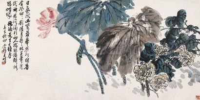 王个簃 辛巳（1941年）作 荷花 立轴