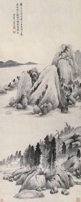 黄鼎 戊申（1728年）作 仿古山水 立轴