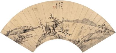李流芳 戊辰（1628年）作 平湖春晓图 扇面