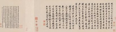 沈周 梁章矩 戊申（1488年）作 楷书周昉百美图跋尾 镜心