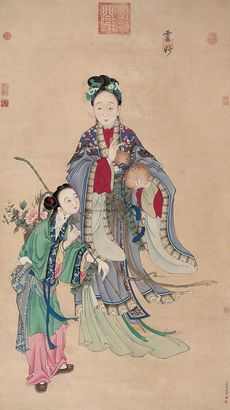 陈枚 （款） 麻姑献寿 立轴