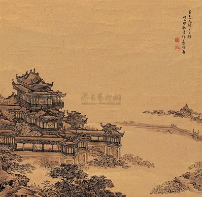 袁耀 乙卯（1795年）作 仙苑图 立轴