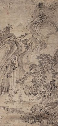 吴焯 丙子（1696年）作 松林论道图 立轴